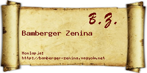 Bamberger Zenina névjegykártya